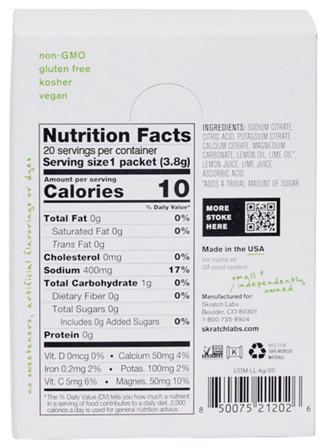 Load image into Gallery viewer, Skratch Labs Unsweetened Hydration Sport Drink Mix - Lemon + Lime, Single Serving 20-Pack