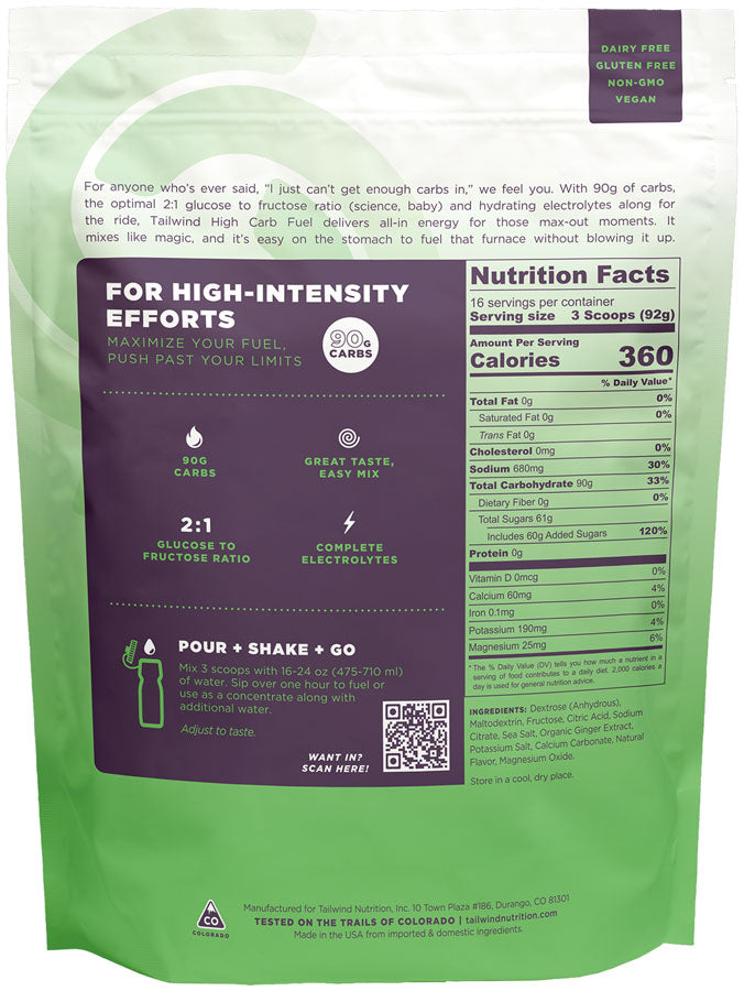 Load image into Gallery viewer, Tailwind Nutrition High Carb Fuel Energy Ginger Lime 52oz Bag No