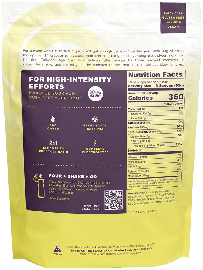Load image into Gallery viewer, Tailwind Nutrition High Carb Fuel Energy Lemonade 52oz Bag No