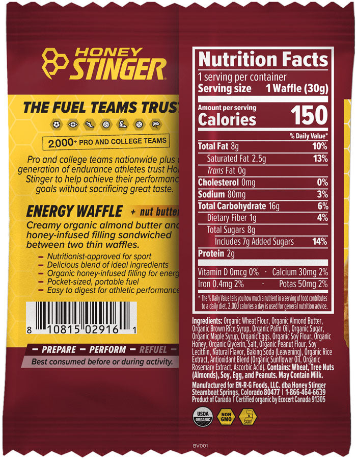 Load image into Gallery viewer, Honey Stinger Organic Waffle - Almond Butter Maple, Box of 12 Pack of 12