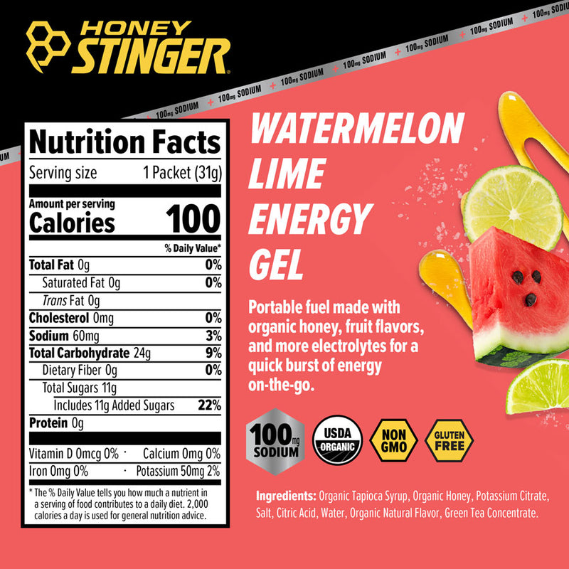 Load image into Gallery viewer, Honey Stinger Electrolyte Energy Gel - Watermelon Lime, Box of 12 Pack of 12