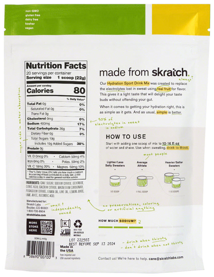 Load image into Gallery viewer, Skratch Labs Skratch Sport Drink Mix Single Sport Mix Lmn Lime 20s Sport & Recovery Drinks