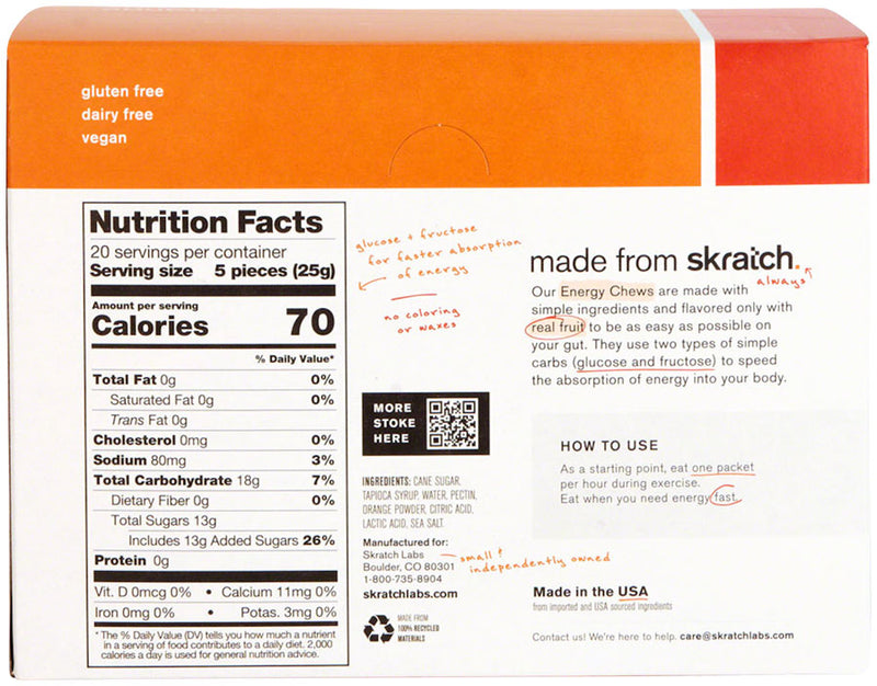 Load image into Gallery viewer, Skratch Labs Skratch Labs Sport Chews Sport Chews Orange Energy Chews Pack of 10