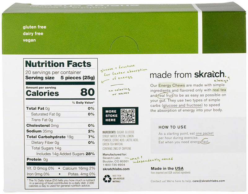 Load image into Gallery viewer, Skratch Labs Energy Chews Sport Fuel - Matcha + Lemon, Box of 10 Pack of 10