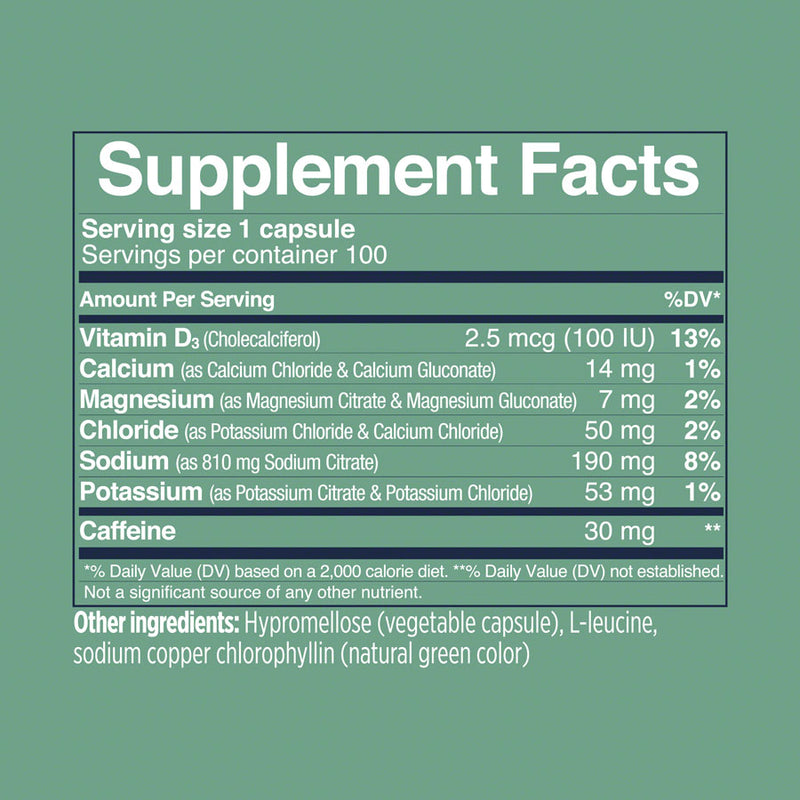 Load image into Gallery viewer, SaltStick Caps Plus Bottle of 100 30mg Caffiene Gluten Free Vegetable Based