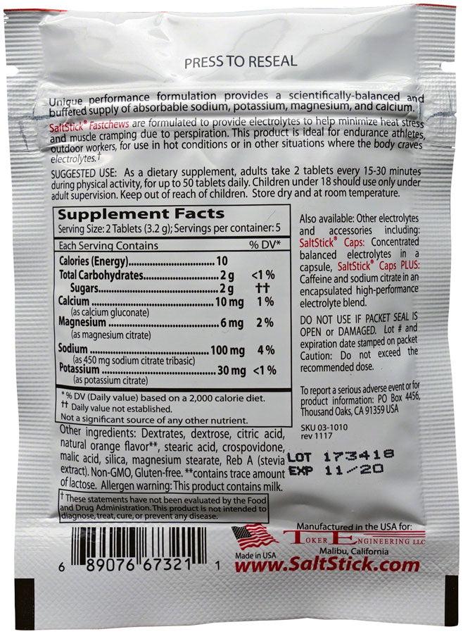 Load image into Gallery viewer, Saltstick Fastchews Chewable Electrolyte tablets POP: Box of 12 Packets, Orange