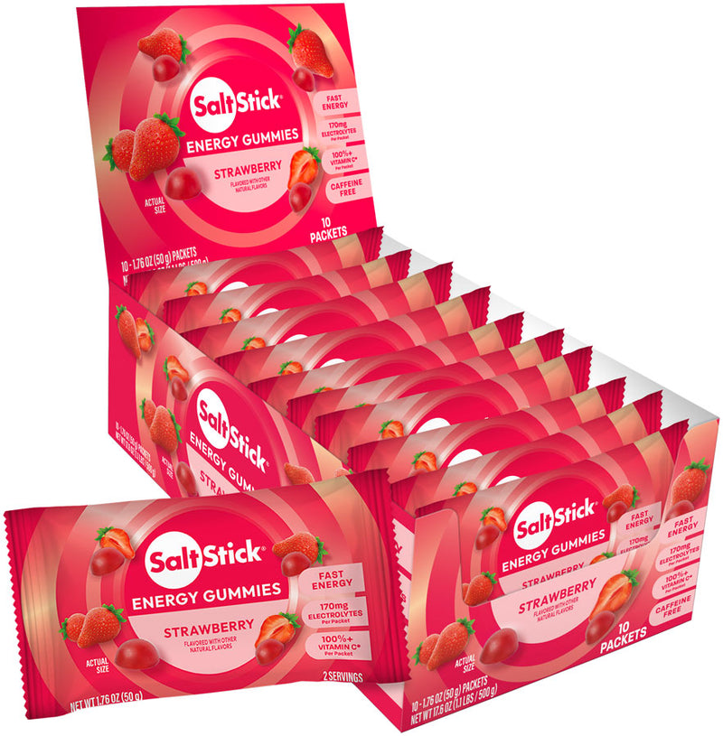 Load image into Gallery viewer, SaltStick (Bonk Breaker) Energy Gummies, Strawberry, 10/Count Carton