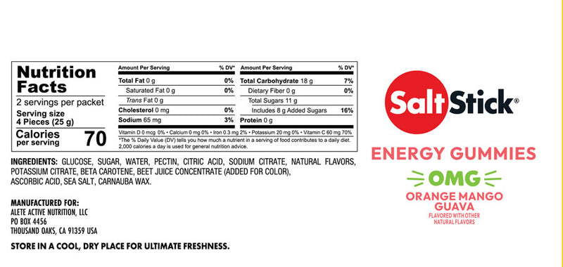 Load image into Gallery viewer, SaltStick OMG! ( Orange, Mango, Guava) Energy Gummies - Pack of 10
