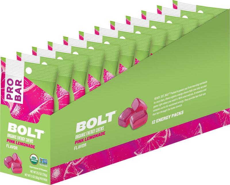 Load image into Gallery viewer, ProBar Bolt Chews Certified Organic and GMO Free: Pink Lemonade Box of 12