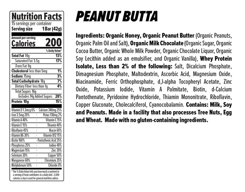 Load image into Gallery viewer, Honey Stinger 10g Protein Bar Peanut Butta Box of 15 Meal Replacement Bar