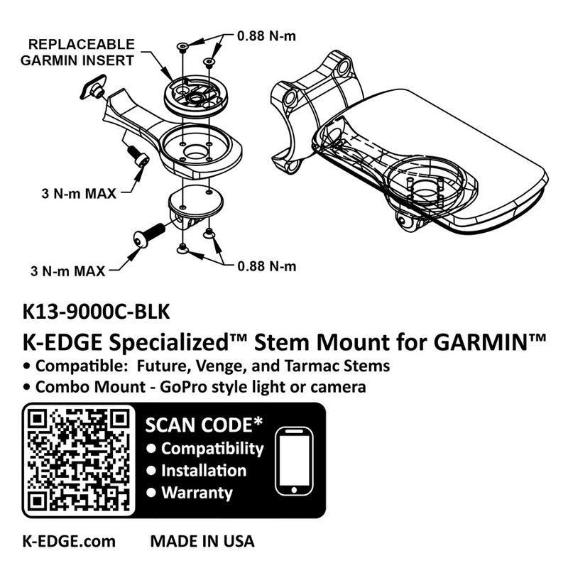 Load image into Gallery viewer, K-EDGE Garmin Specialized Future Combo Mount - Black, Compatible up to Garmin 1050