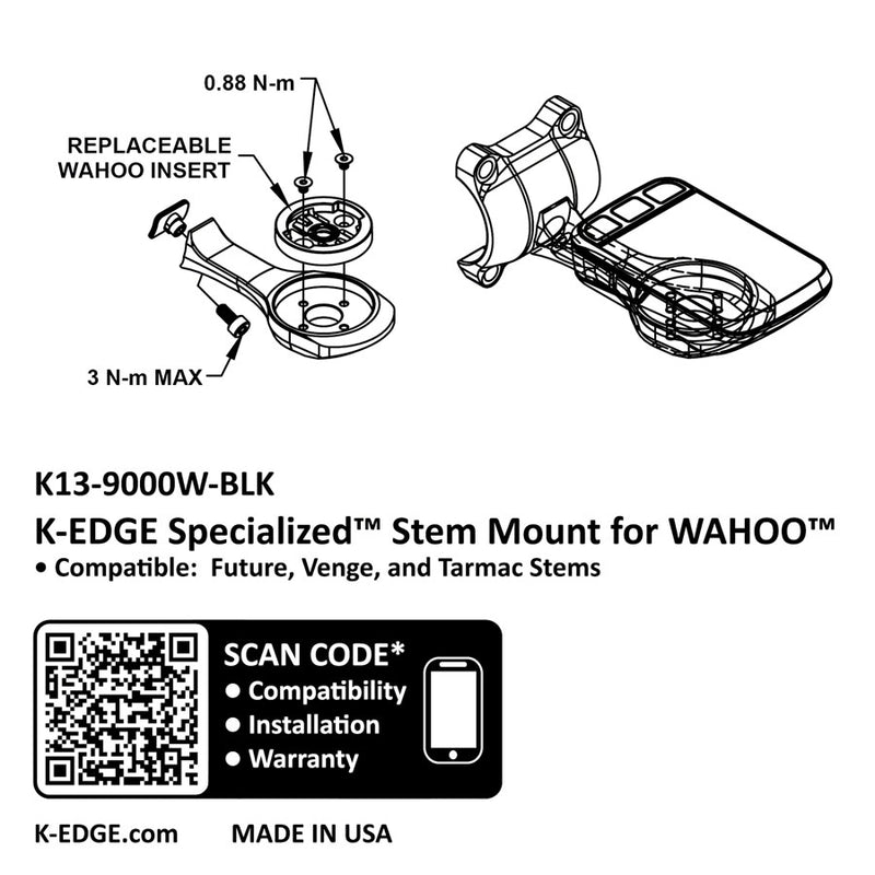 Load image into Gallery viewer, K-EDGE Wahoo Specialized Future Mount - Black, Compatible up to Garmin 1050