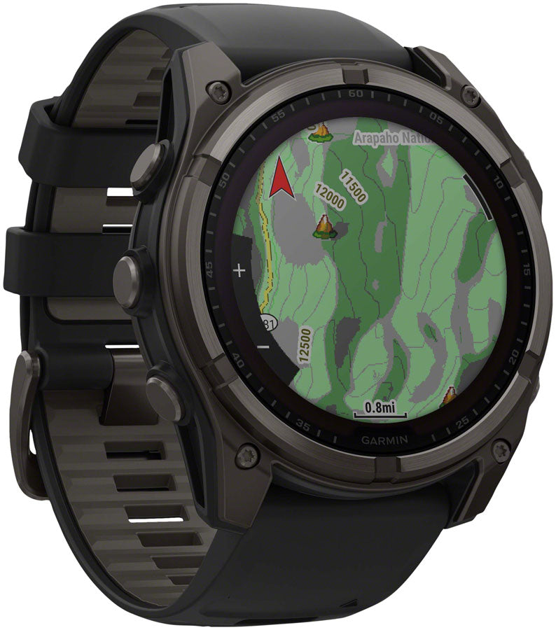Load image into Gallery viewer, Garmin fenix 8 Smartwatch - 51mm, Solar, Sapphire, Carbon Gray DLC Titanium with Black/Pebble Gray Silicone