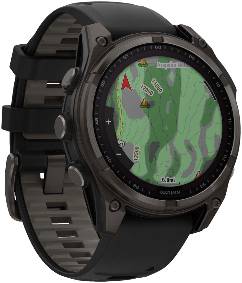 Load image into Gallery viewer, Garmin fenix 8 Smartwatch - 47mm, Solar, Sapphire, Carbon Gray DLC Titanium with Black/Pebble Gray Silicone