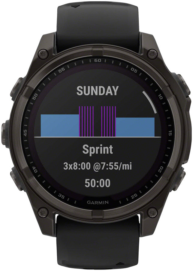 Load image into Gallery viewer, Garmin fenix 8 Smartwatch - 47mm, Solar, Sapphire, Carbon Gray DLC Titanium with Black/Pebble Gray Silicone