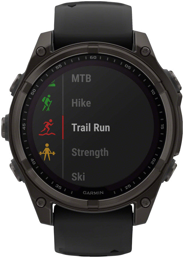 Load image into Gallery viewer, Garmin fenix 8 Smartwatch - 47mm, Solar, Sapphire, Carbon Gray DLC Titanium with Black/Pebble Gray Silicone