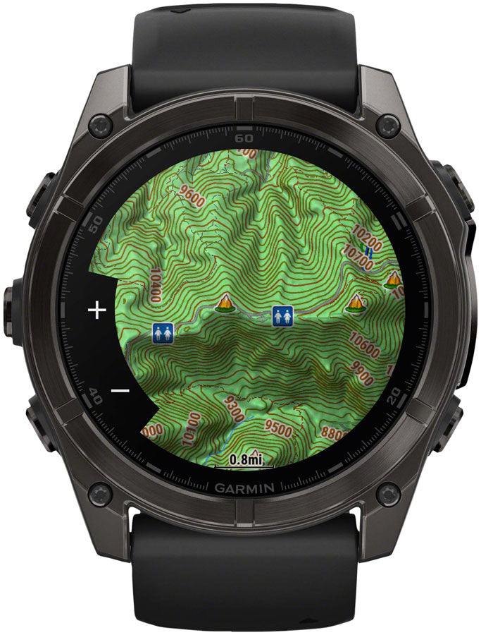 Load image into Gallery viewer, Garmin fenix 8 Smartwatch - 51mm, AMOLED, Sapphire, Carbon Gray DLC Titanium with Black/Pebble Gray Silicone