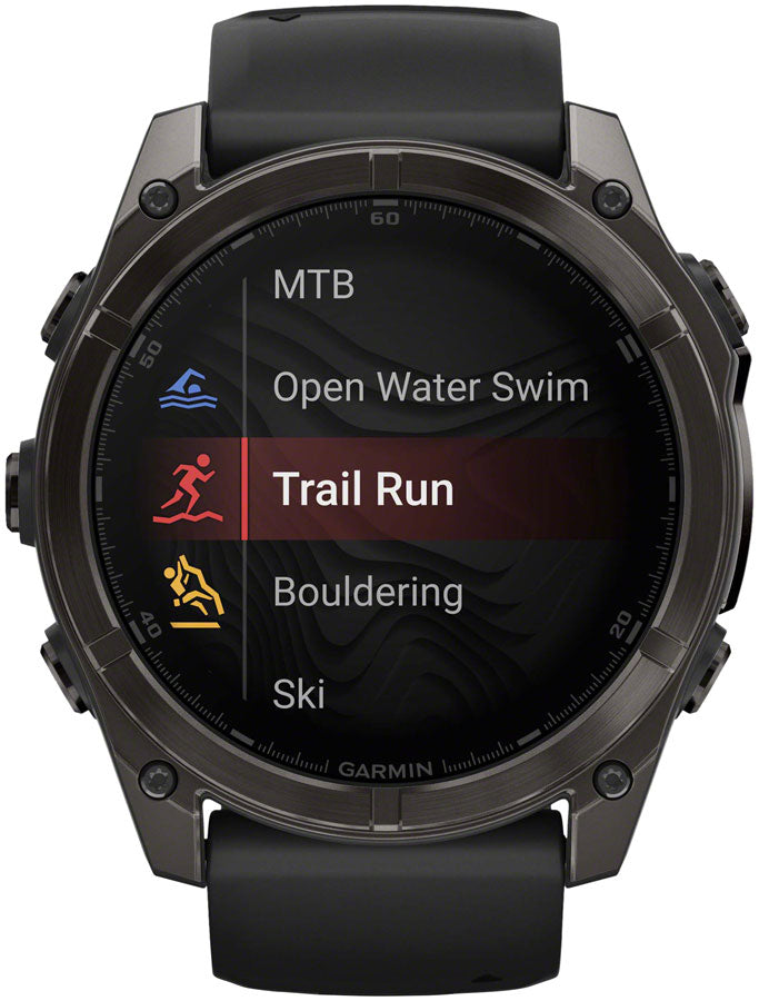 Load image into Gallery viewer, Garmin fenix 8 Smartwatch - 51mm, AMOLED, Sapphire, Carbon Gray DLC Titanium with Black/Pebble Gray Silicone