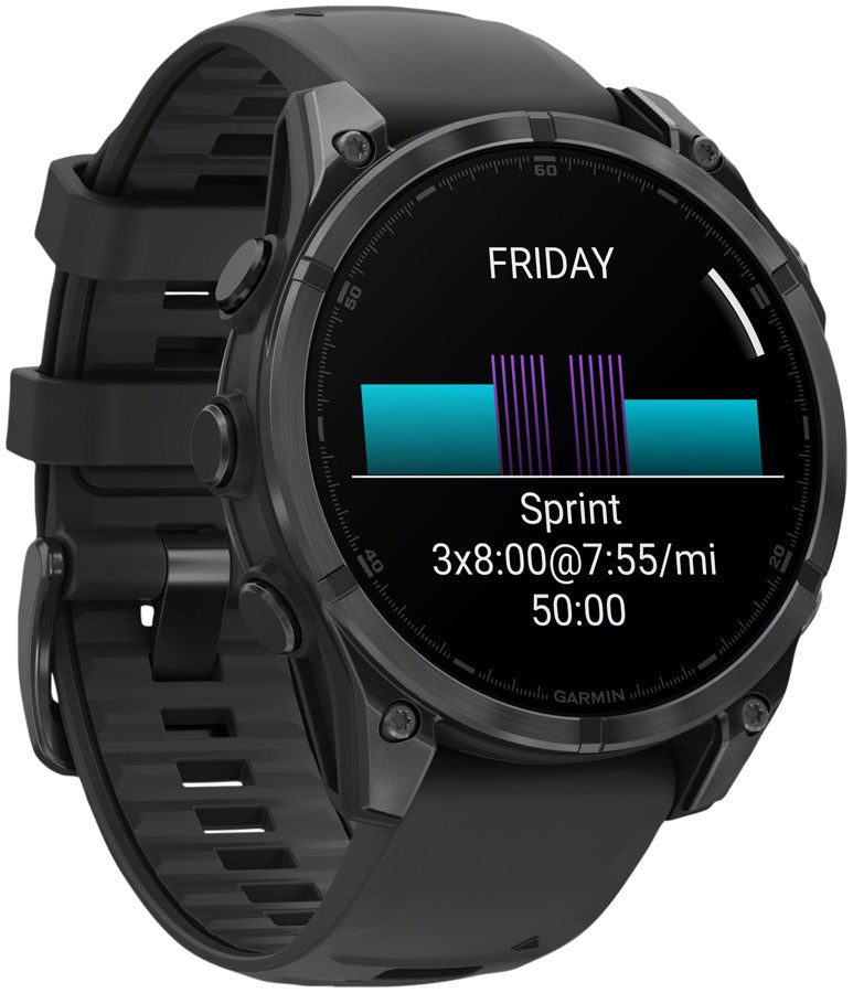 Load image into Gallery viewer, Garmin fenix 8 Smartwatch - 47mm, AMOLED, Sapphire, Carbon Gray DLC Titanium with Black/Pebble Gray Silicone