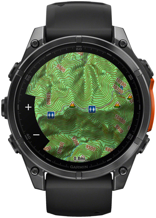 Load image into Gallery viewer, Garmin fenix 8 Smartwatch - 47mm, AMOLED, Sapphire, Carbon Gray DLC Titanium with Black/Pebble Gray Silicone
