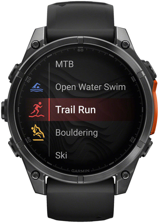 Load image into Gallery viewer, Garmin fenix 8 Smartwatch - 47mm, AMOLED, Sapphire, Carbon Gray DLC Titanium with Black/Pebble Gray Silicone