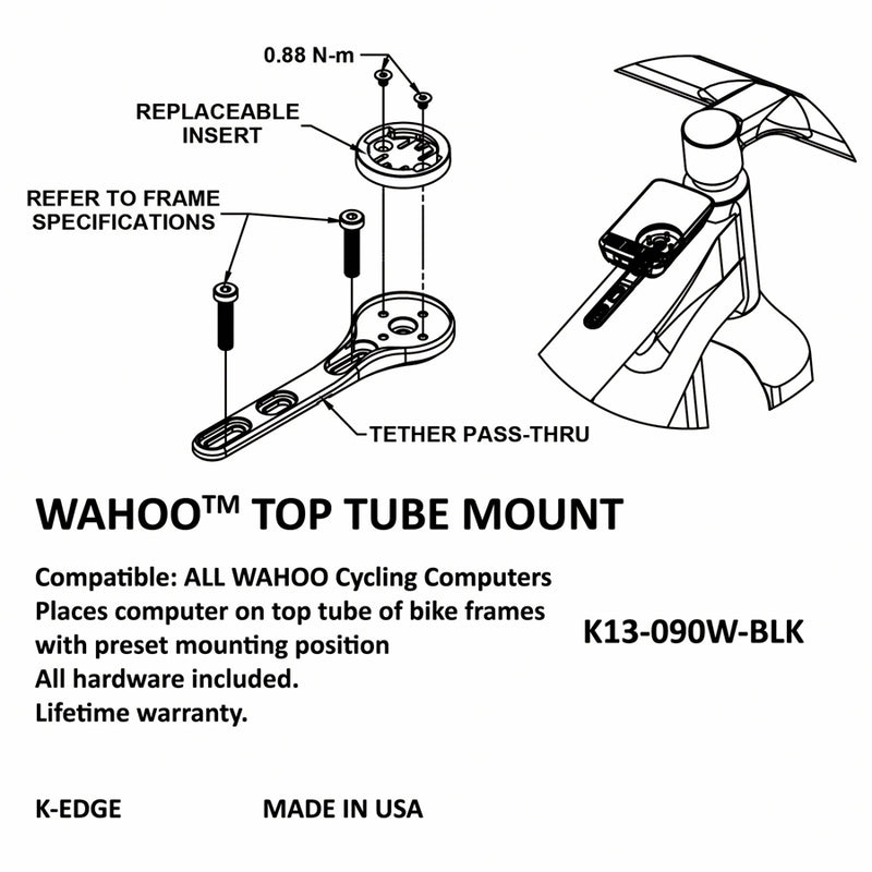Load image into Gallery viewer, K-EDGE Wahoo Top Tube Mount Black CNC Machined Made In USA Multi Mount Positions
