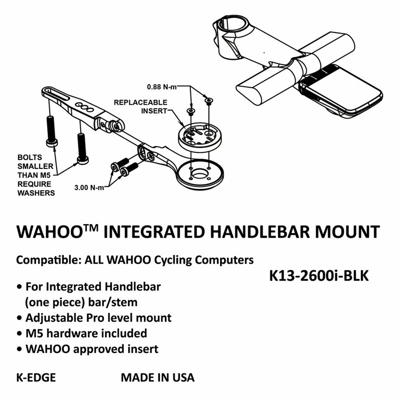Load image into Gallery viewer, K-EDGE Integrated Handlebar System Mount for Wahoo Computers, w/ M5 hardware