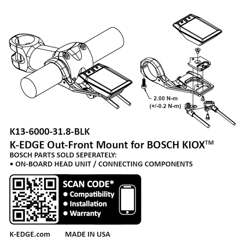 Load image into Gallery viewer, K-EDGE Bosch Kiox Out Front Computer Mount - Black