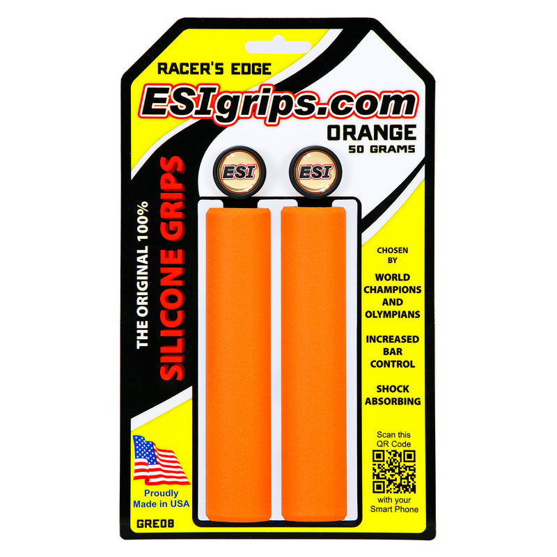 Load image into Gallery viewer, ESI Racer's Edge Silicone Grips - Orange 30mm Diameter Lightweight Bicycle Grip