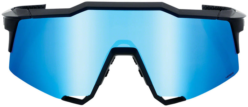 Load image into Gallery viewer, 100% Speedcraft Sunglasses - Matte Black, HiPER Blue Multilayer Mirror Lens