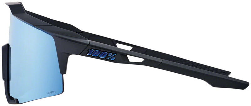 Load image into Gallery viewer, 100% Speedcraft Sunglasses - Matte Black, HiPER Blue Multilayer Mirror Lens