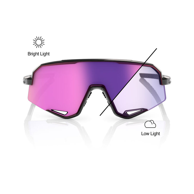 Load image into Gallery viewer, 100% Slendale Sunglasses - Gloss Black/Purple Mirror Photochromic Lens