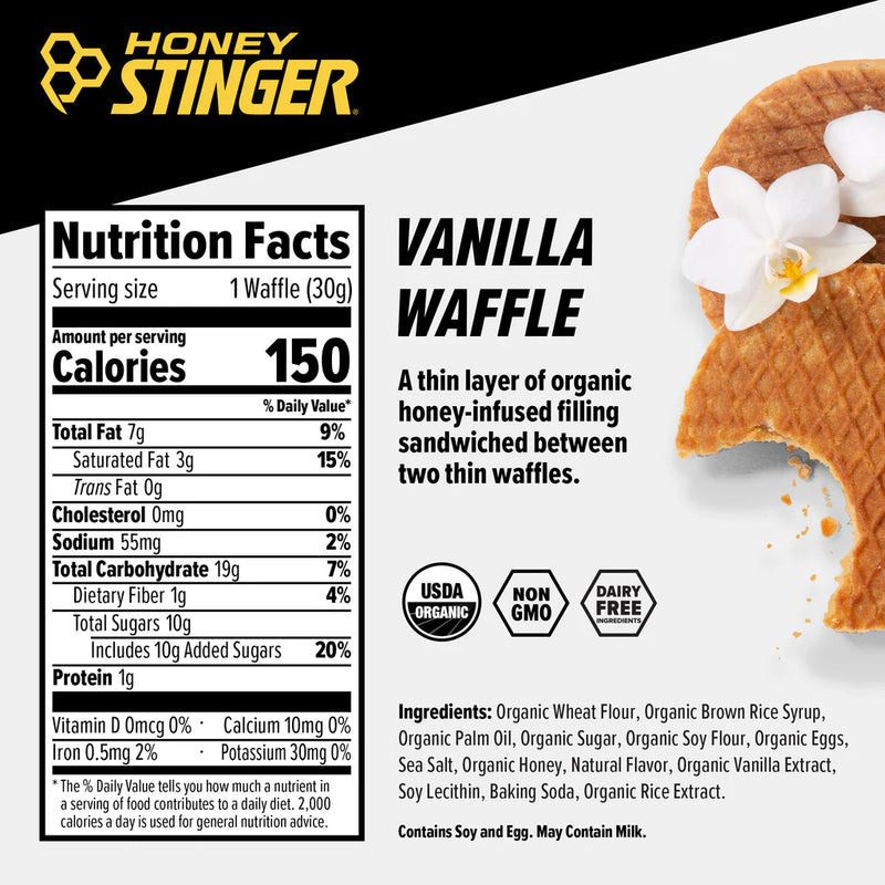 Load image into Gallery viewer, Honey Stinger Organic Stinger Waffle Box of 12 Energy Vanilla Box of 12 Yes