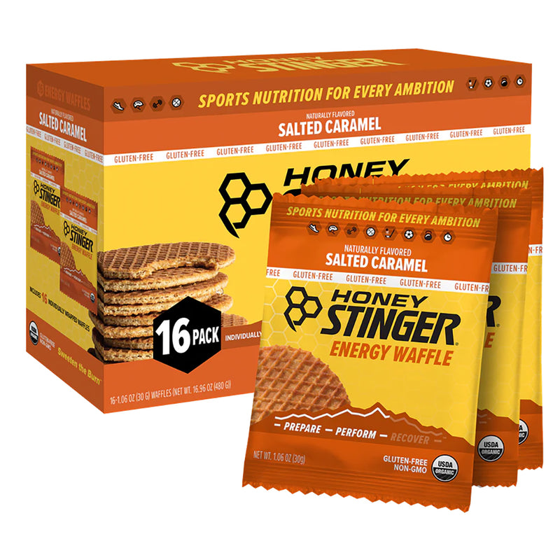 Load image into Gallery viewer, Honey Stinger Gluten-Free Organic Stinger Waffle Energy Salted Caramel Box of 12 Yes