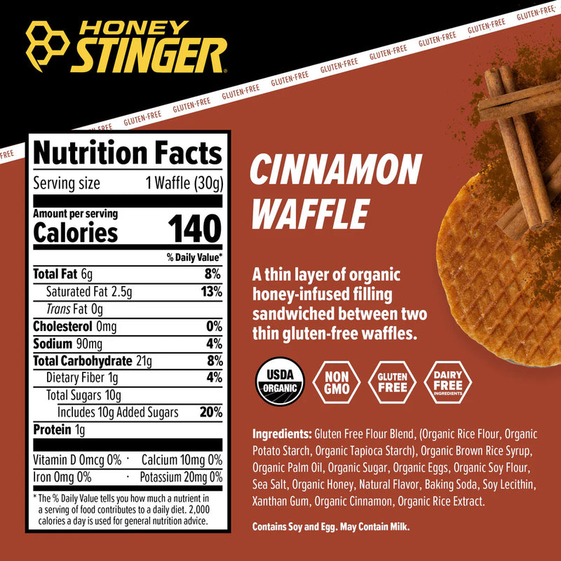 Load image into Gallery viewer, Honey Stinger Gluten-Free Organic Stinger Waffle Energy Cinnamon Box of 12 Yes