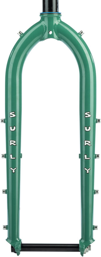 Load image into Gallery viewer, Surly Dinner Fork - 27.5", 15x110mm Thru-Axle, 1-1/8" Straight Steerer, 420mm Axle To Crown, Steel, Illegal Smile Green