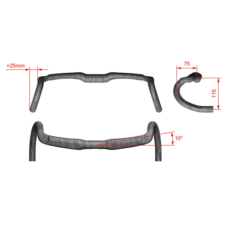 Load image into Gallery viewer, Full Speed Ahead K-Wing AGX Drop Handlebar - Carbon, 31.8mm, 42cm, Carbon