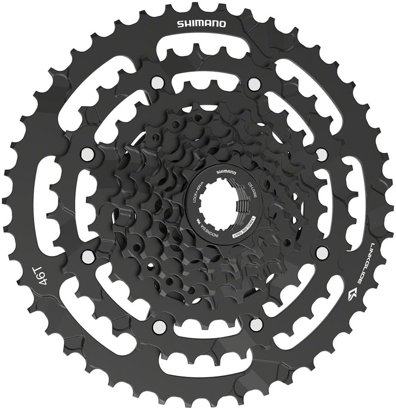 Load image into Gallery viewer, Shimano CUES CS-LG300-9 Cassette - 9-Speed, 11-46t, LINKGLIDE, Black