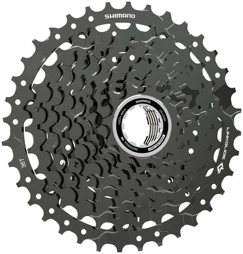 Load image into Gallery viewer, Shimano CUES  CS-LG400-9 Cassette - 9-Speed, 11-36t, LINKGLIDE, Black

