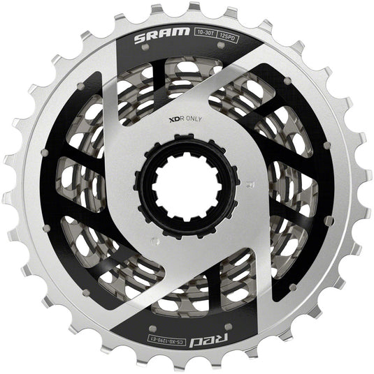 SRAM RED XG-1290 Cassette - 12-Speed, 10-30t, For XDR Driver Body, Silver, E1