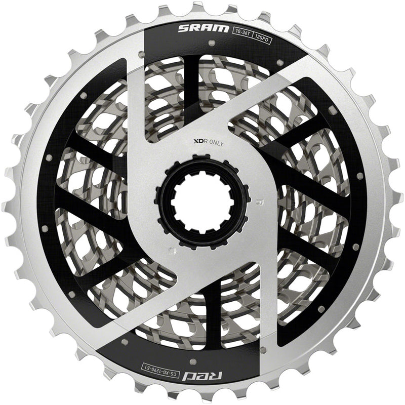 Load image into Gallery viewer, SRAM RED XG-1290 Cassette - 12-Speed, 10-36t, For XDR Driver Body, Silver, E1