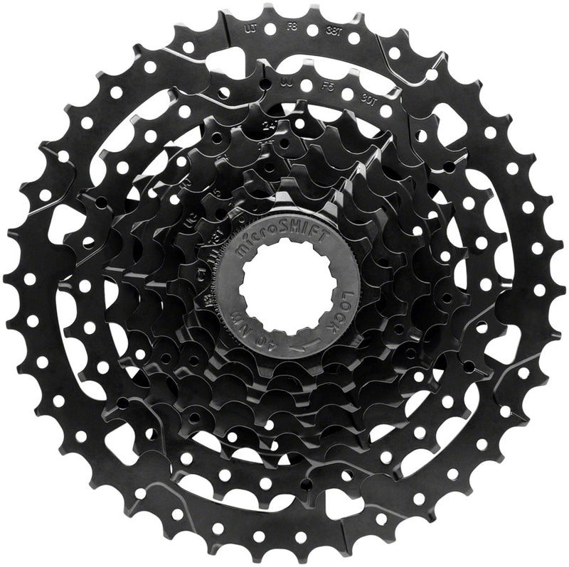 Load image into Gallery viewer, microSHIFT Acolyte 8-Speed Bike Components Bundle Cassette, Short Cage Derailleur & Trigger Shifter