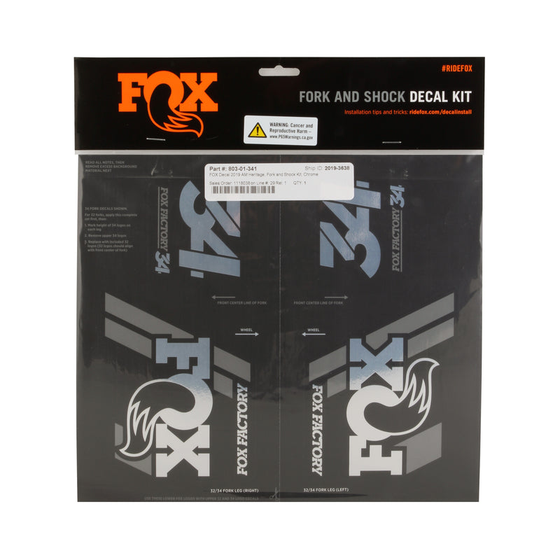 Load image into Gallery viewer, Fox Heritage Decal Kit for 32 34 36 40 Forks and DPS DPX2 FLOAT X2 Shocks Chrome