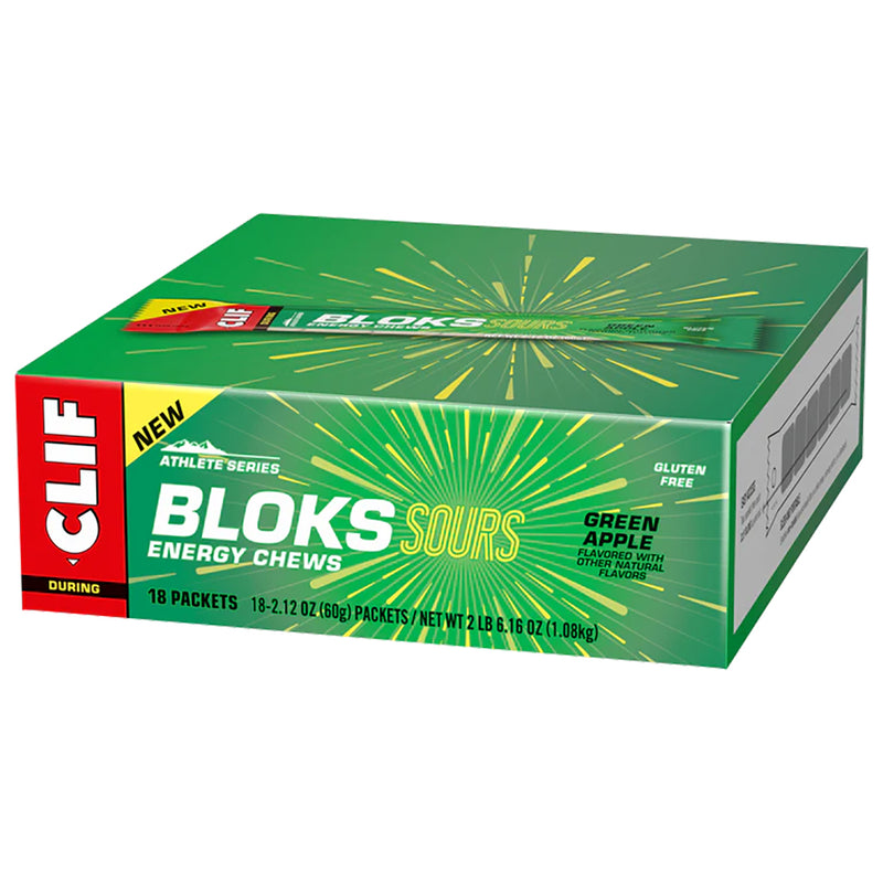 Load image into Gallery viewer, Clifbar Clif Bloks Energy Chews Energy Sour Green Apple Box of 18 No