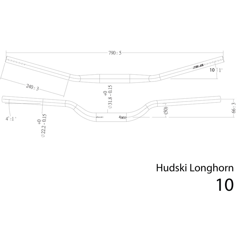 Load image into Gallery viewer, Hudski Longhorn Handlebar (31.8) 50mm/790mm, 10 Deg, Black