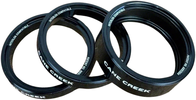 Load image into Gallery viewer, Cane Creek Interlok Chroma Studio Aluminum Headset Spacer Kit Secure Fit, Creak-Free, Black (2 Pack)