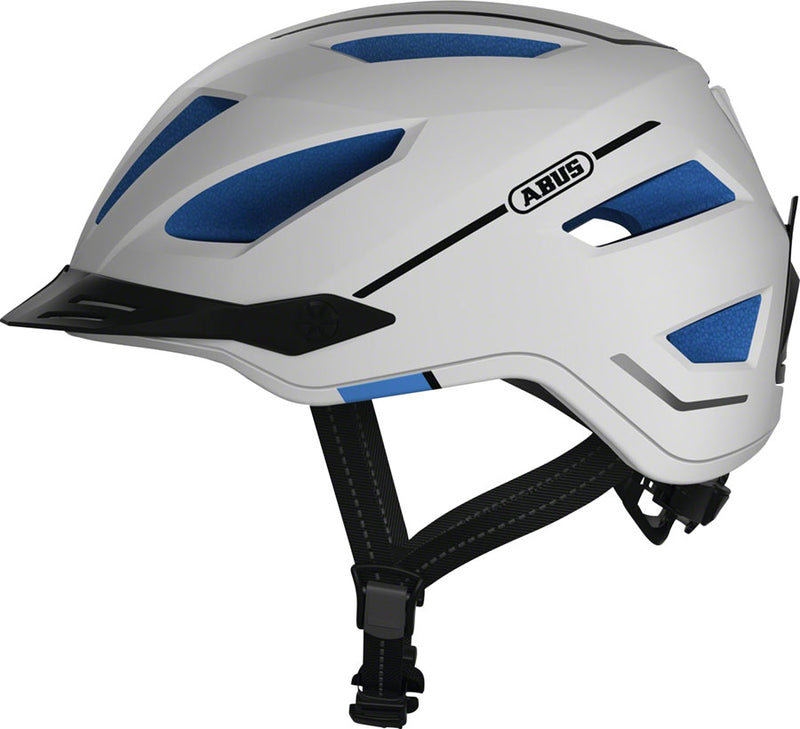 Load image into Gallery viewer, Abus-Pedelec-2.0-Helmet-Large-(56-62cm)-Half-Face-Visor-Zoom-Ace-Urban-Fidlock-Magnet-Strap-Buckle-Reflectors-With-Light-White-HE5042-Bicycle-Helmets