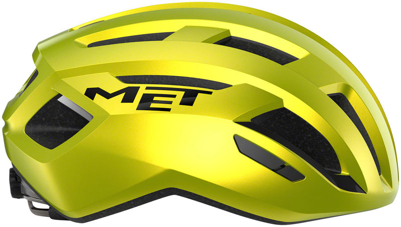 Load image into Gallery viewer, MET Vinci MIPS Road Helmet In-Mold Safe-T DUO Glossy Lime Yellow Metallic, Small