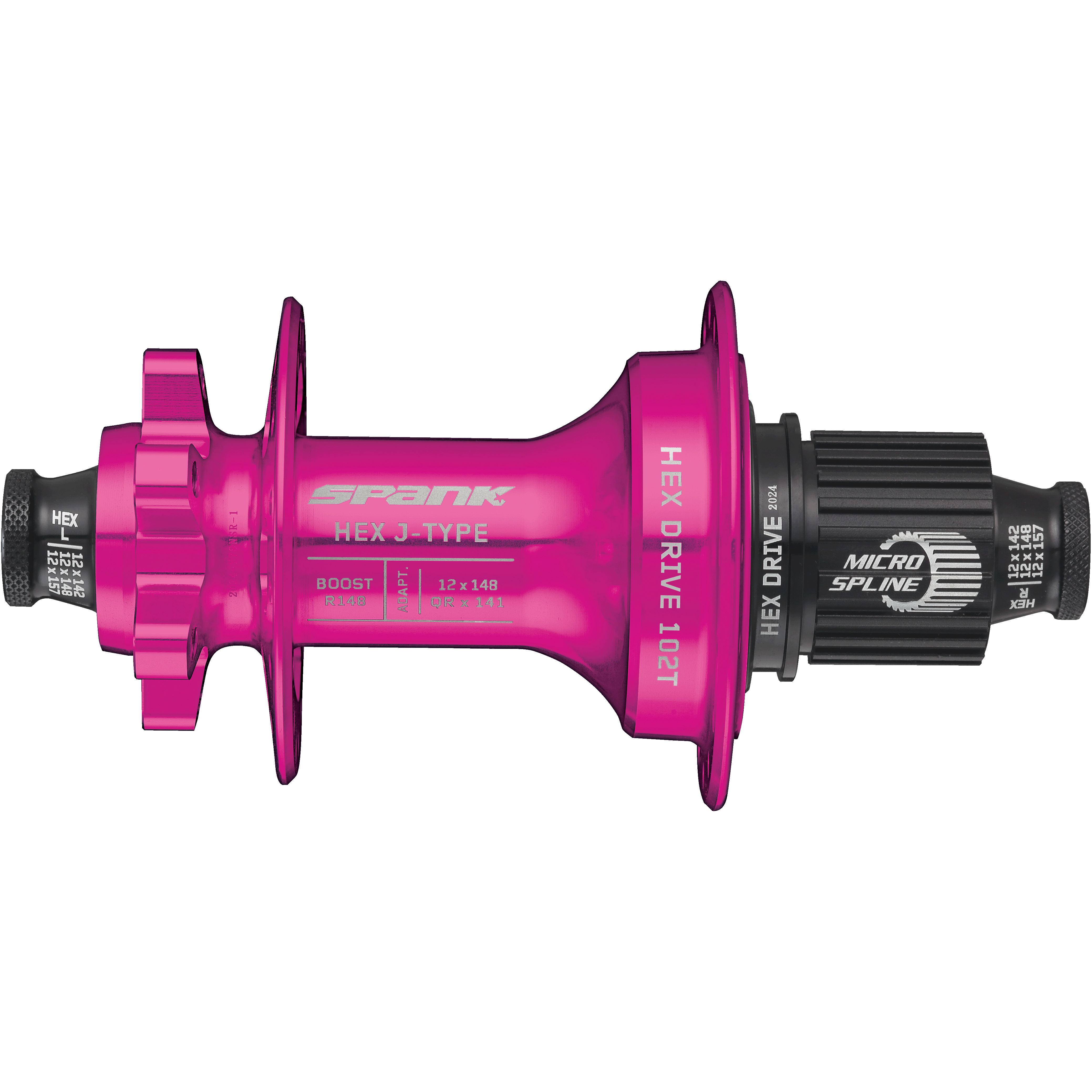 Spank HEX Boost R148 32H Alloy MTB Hub with 102T Engagement, Pink