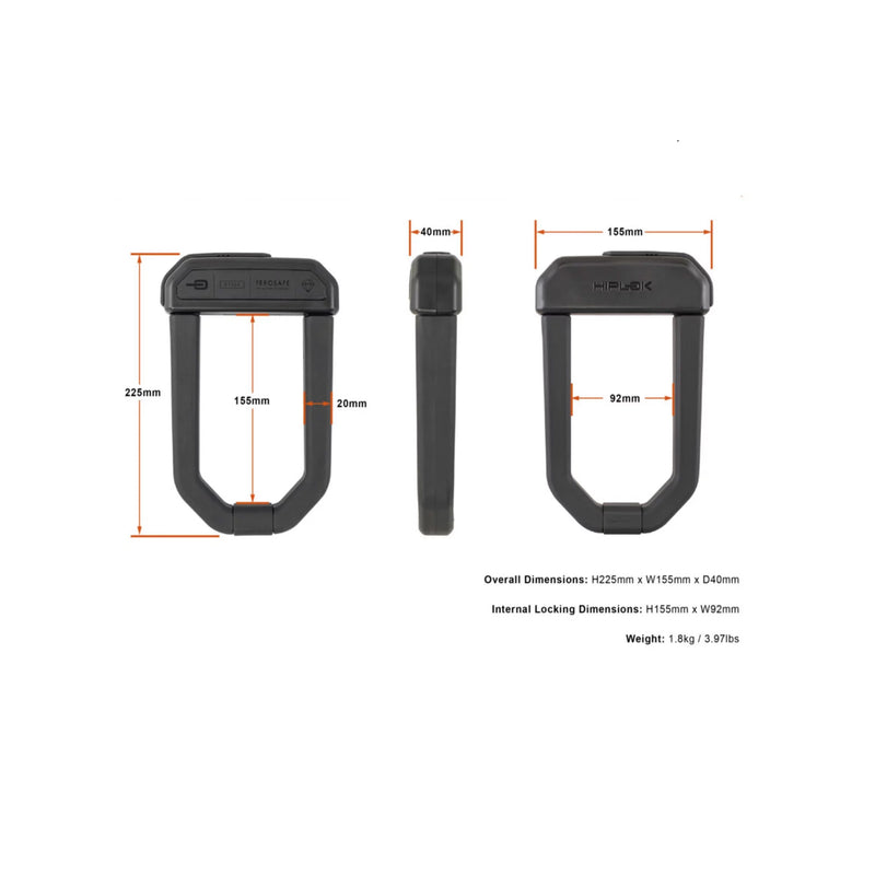 Load image into Gallery viewer, Hiplok D1000 U-Lock Bike Lock, Black